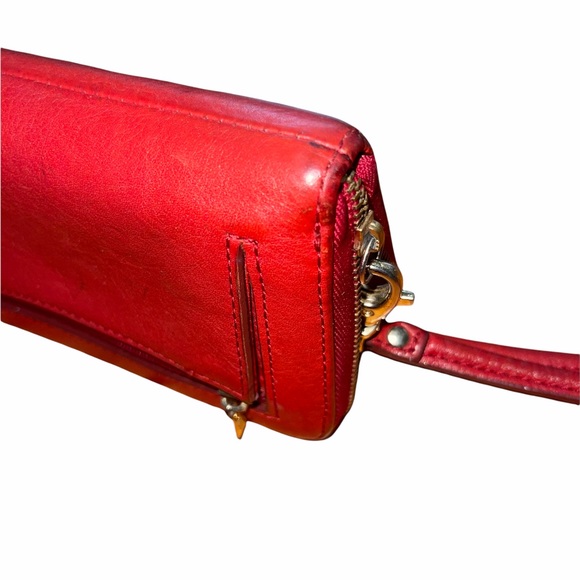 Fossil leather wallet red wristlet zip around - Picture 4 of 6